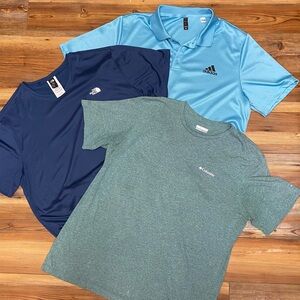 Mens Lot of 3 Size XL Columbia, North Face and Adidas Polo Casual Outdoor Active